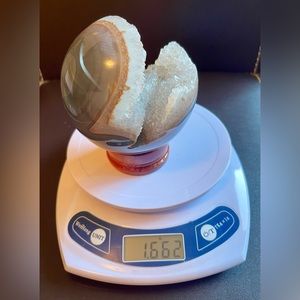 Gorgeous Agate Sphere With Druzy. 1.667 Lb / 756 Grams
